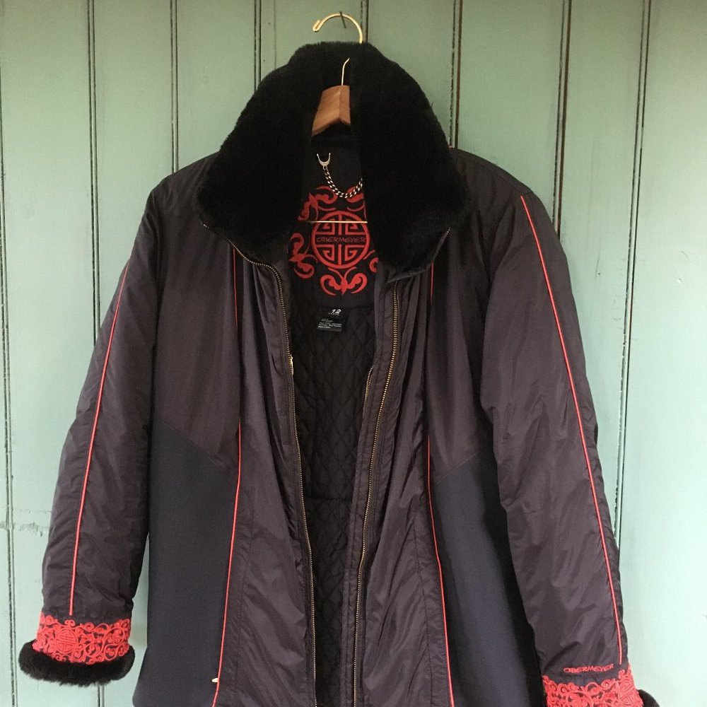 Obermeyer Black Poly-Filled Embroidered Ski Jacket